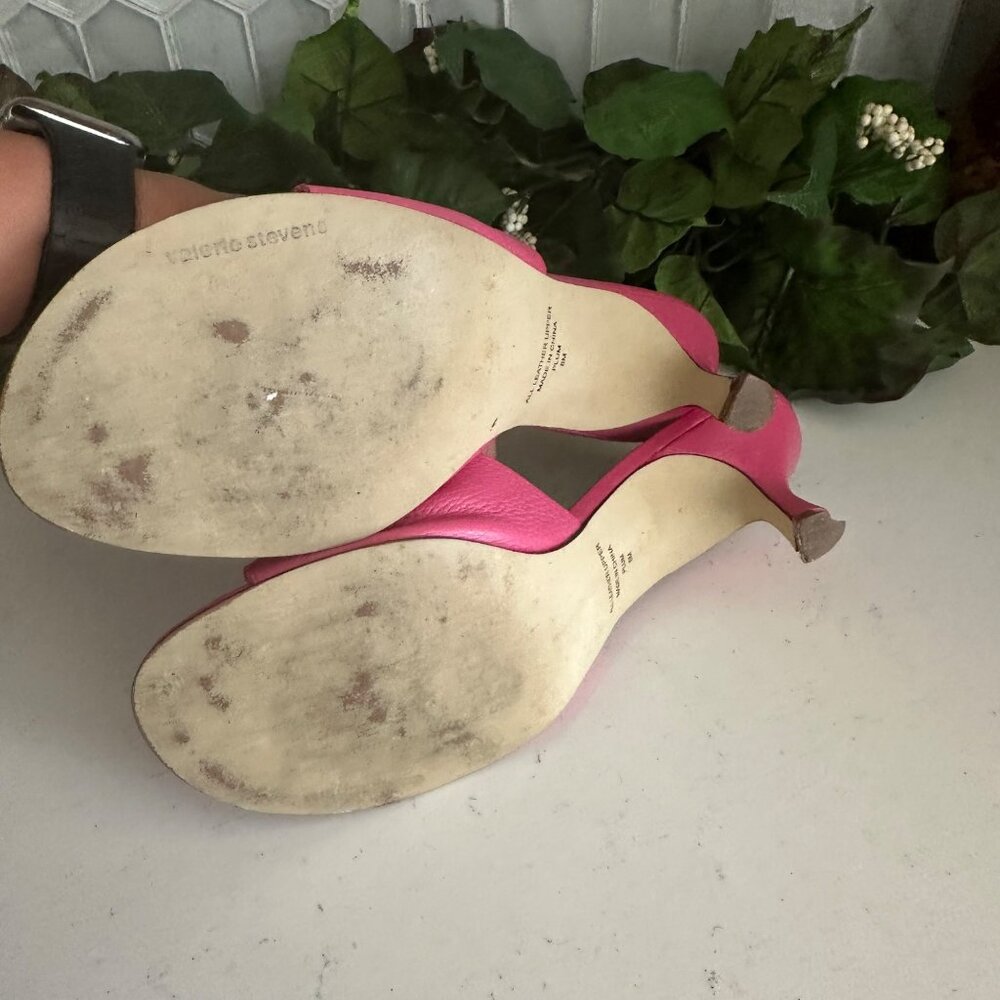 Valerie Stevens Womens Pink Leather Strap Heels 8M - Picture 5 of 10